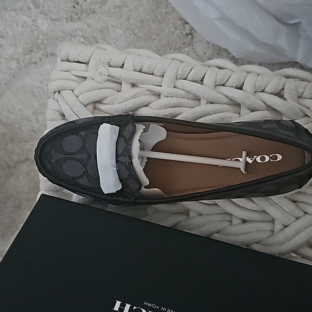 Brand new coach black and gray printed loafers, size 8